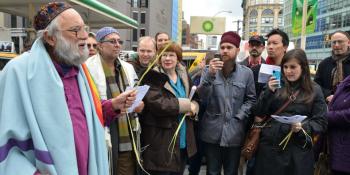 Reb Arthur at BP "pyramid of power, 4/1/12, Occupy Holy Week, Occupy Passover: NYC