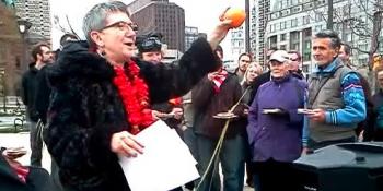 Rabbi Linda Holtzman: "Orange for Seder Plate," Occupy Passover, Philadelphia, 4/1/12