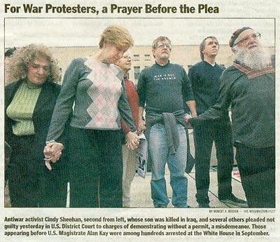 Photo of Sheehan, Waskow, others convicted in unusual trial for White House prot