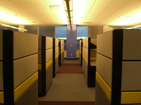 Aisle between cubicles