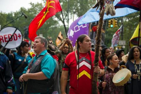 Sioux Nation leading People's Climate March, Sept 21, 2014, NYC