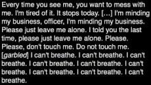 Transcript of Eric Garne's last words as he died in a poice chokehold